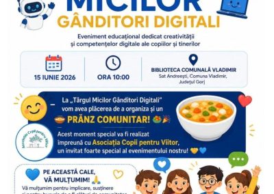 afis program pranz comunitar Targul Micilor Ganditori Digitali 2026